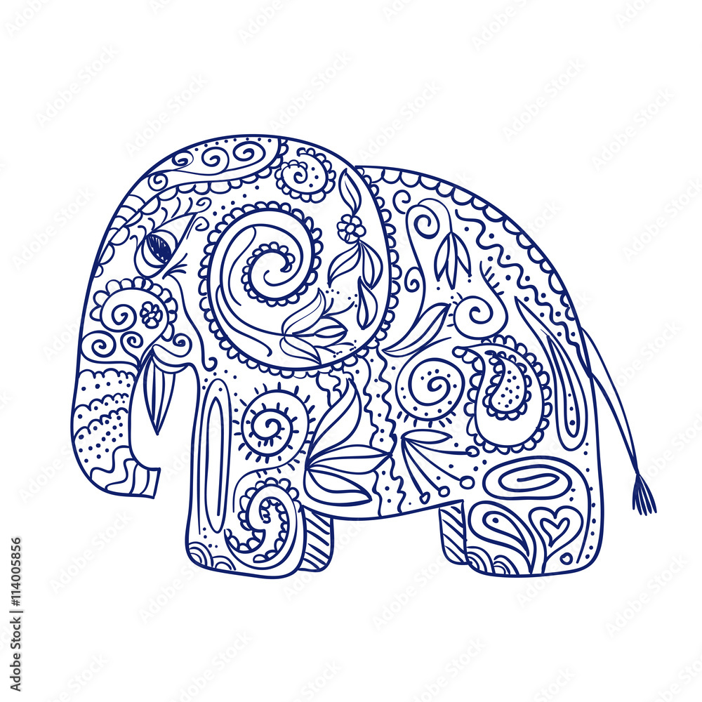 Sketch of doodle ethnic elephant Sketch of doodle ethnic elephant