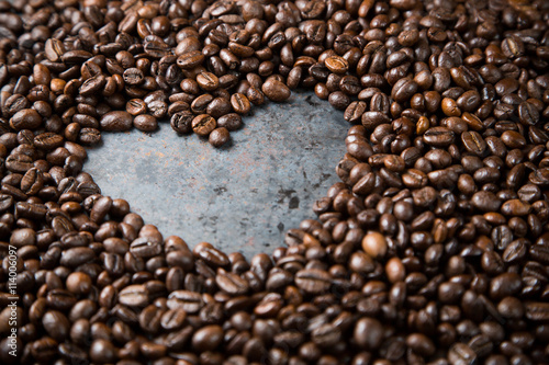 Valentines day background from coffee beans
