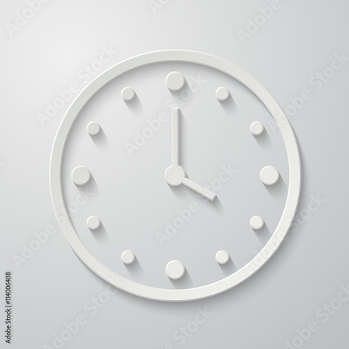 Paper flat clock icon with shadow
