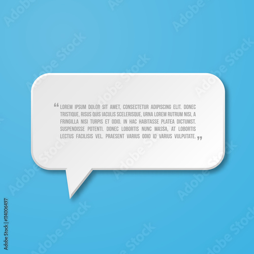 Paper flat speech bubble icon for text quote