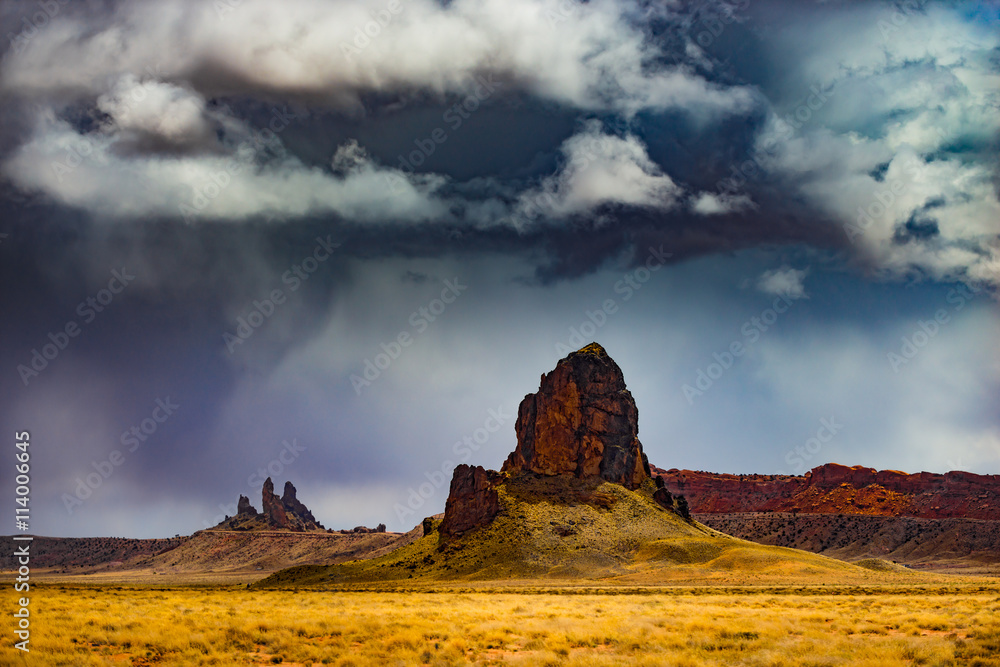 Smaller rock formations near Agathla Peak  Kayenta Arizona