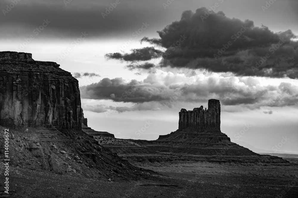 Castle Butte Monument Valley Black and White