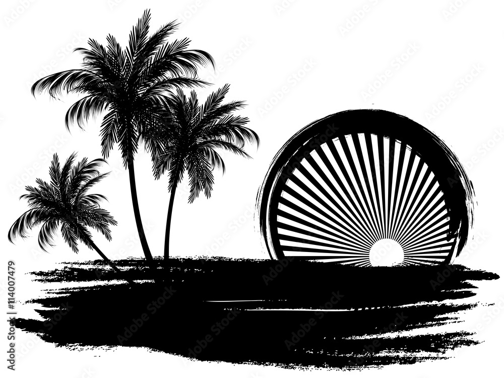 Palm trees in the sun.