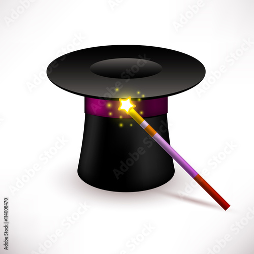 Magic cylinder hat with magic wand