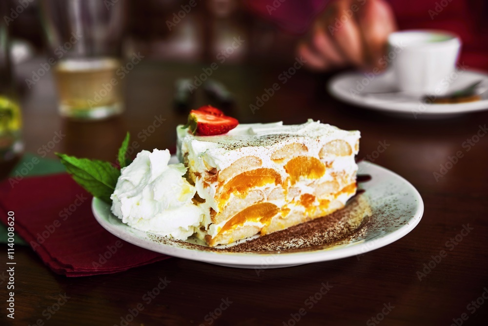 Creamy dessert with orange Creamy dessert with orange