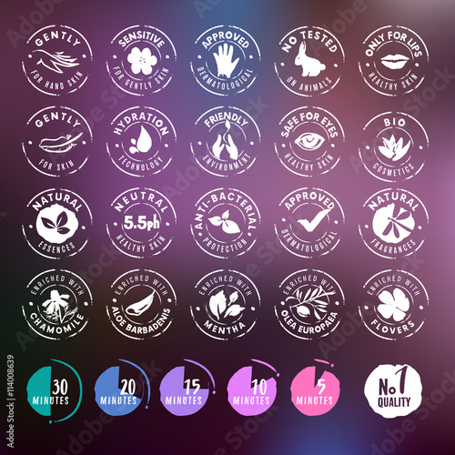 Cosmetics labels and stickers collection
