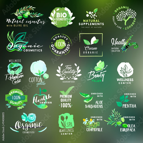 Nature and cosmetics labels and stickers collection