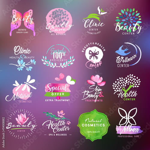 Beauty and health care labels and badges collection
