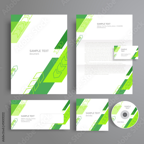 corporate identity template design stripes geometric abstract arrows set