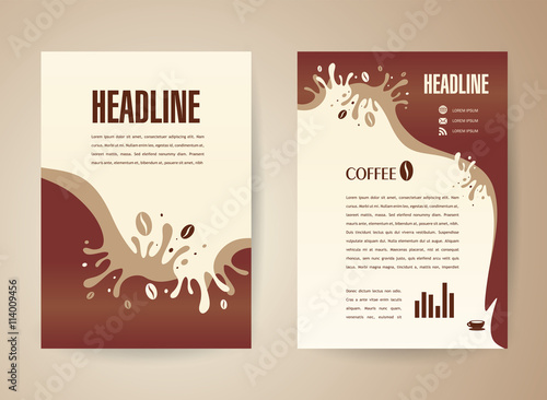 flyer brochure design template coffee splash liquid drops