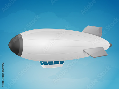 White blank blimp  zeppelin  flying in the sky vector illustration