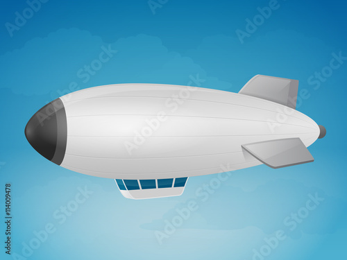 White blank blimp (zeppelin) flying in the sky vector illustration