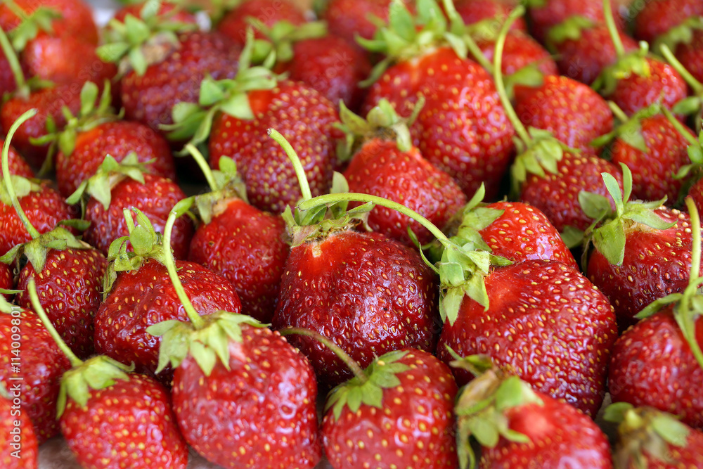 Scattering of dark red strawberry Scattering of dark red strawberry