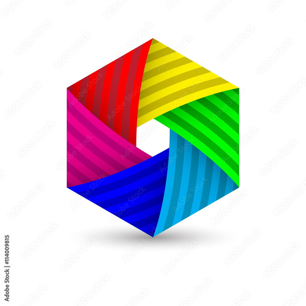 Abstract polygonal hexagon diagram colorful icon logo template design, Vector illustration eps10 Abstract polygonal hexagon diagram colorful icon logo template design, Vector illustration eps10