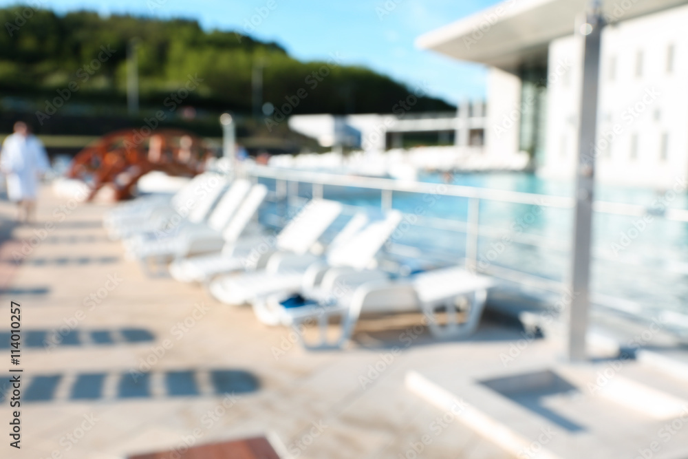 Plastic chaise lounges in luxury hotel Plastic chaise lounges in luxury hotel