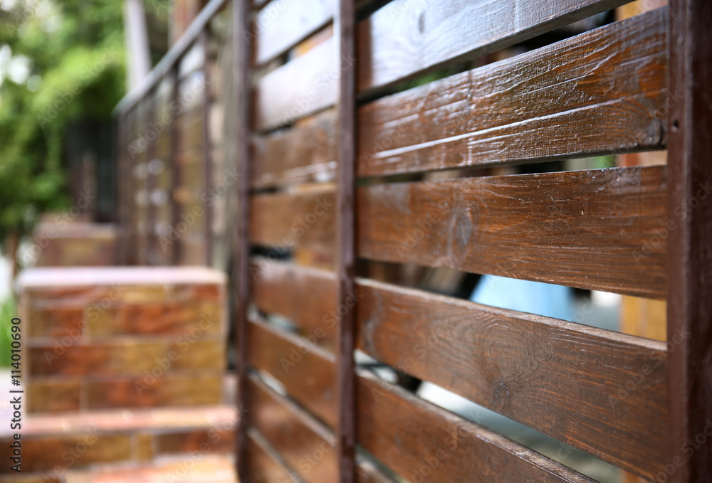 New wooden fence, closeup New wooden fence, closeup