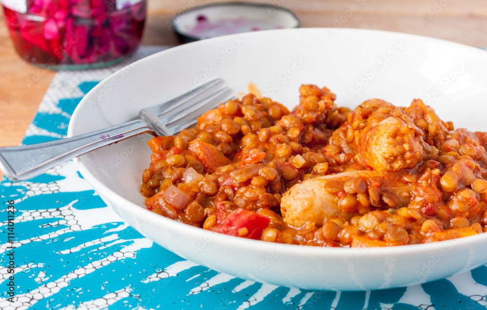 Sausages and lentils Sausages and lentils