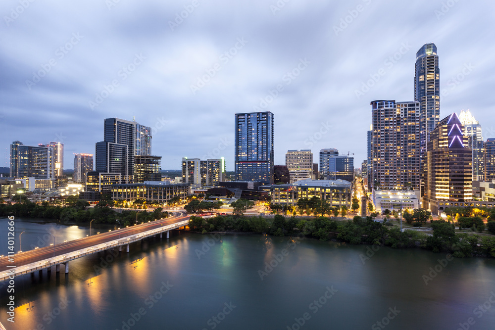 Fotografie Austin Downtown at night