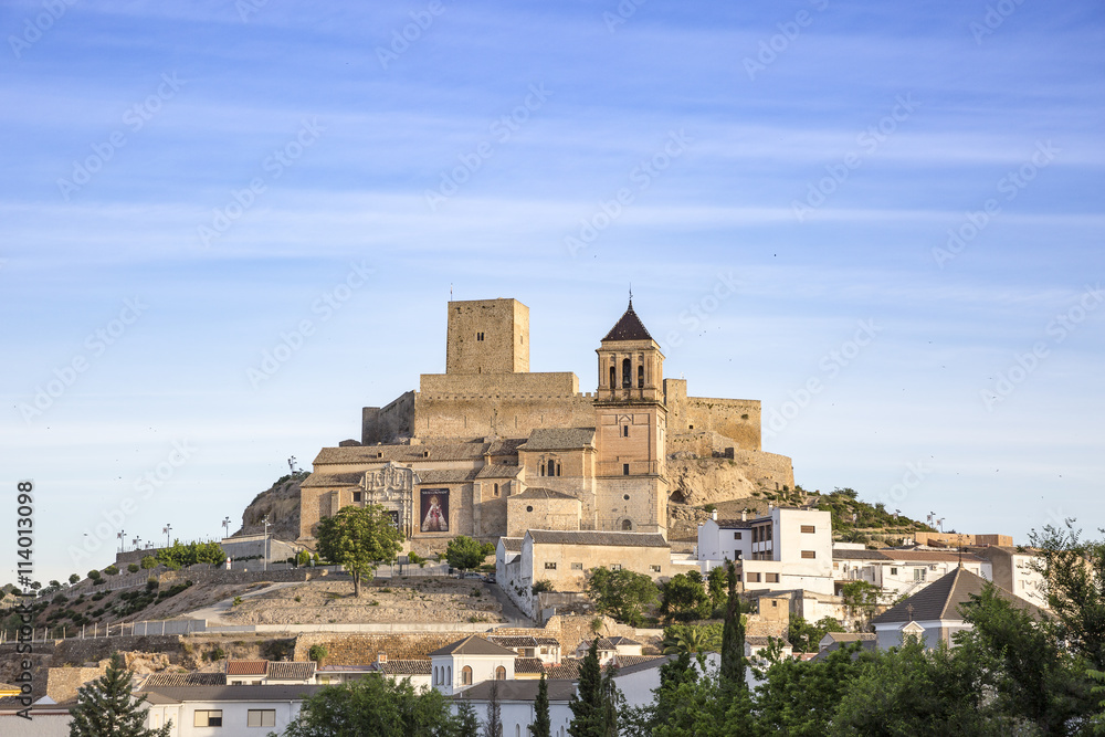 Sta Maria church and the ancient castle in Alcaudete, Jaén, Spain