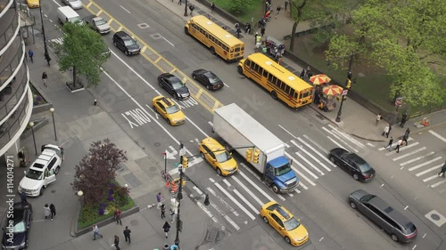 Aerial time lapse view of traffic at an intersection