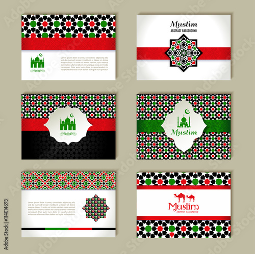 Banners set of islamic. Uae color design.