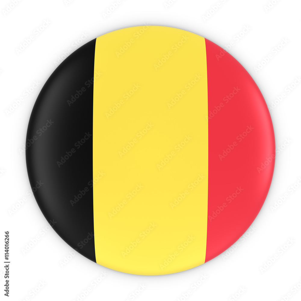 Belgian Flag Button - Flag of Belgium Badge 3D Illustration