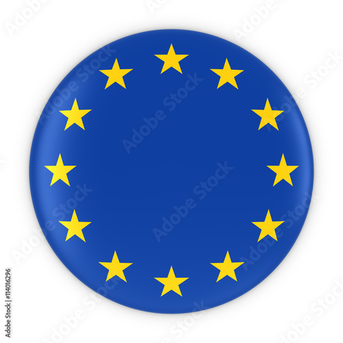 European Flag Button - Flag of Europe Badge 3D Illustration