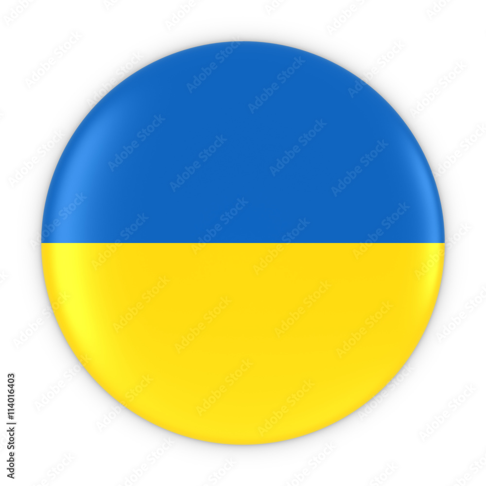 Ukrainian Flag Button - Flag of Ukraine Badge 3D Illustration Ukrainian Flag Button - Flag of Ukraine Badge 3D Illustration