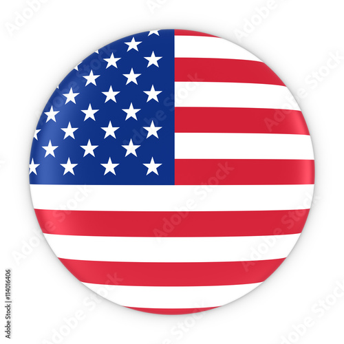 American Flag Button - Flag of America Badge 3D Illustration