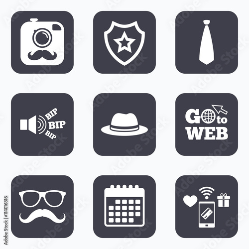 Hipster photo camera icon. Glasses symbol.