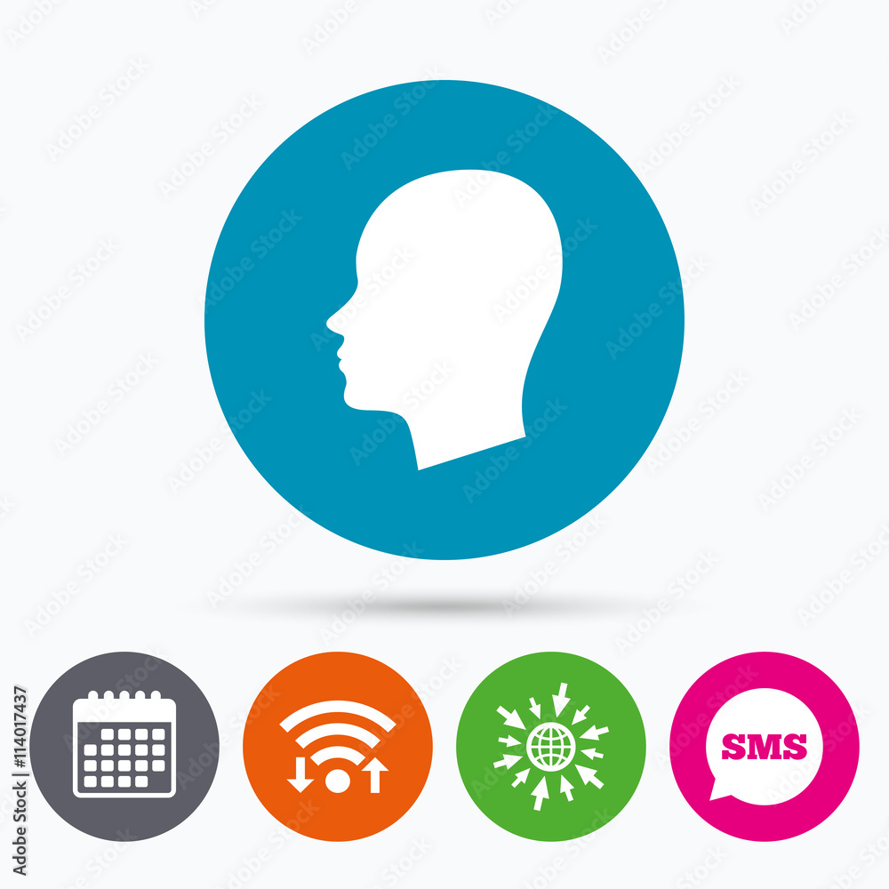 Head sign icon. Female woman human head. Head sign icon. Female woman human head.