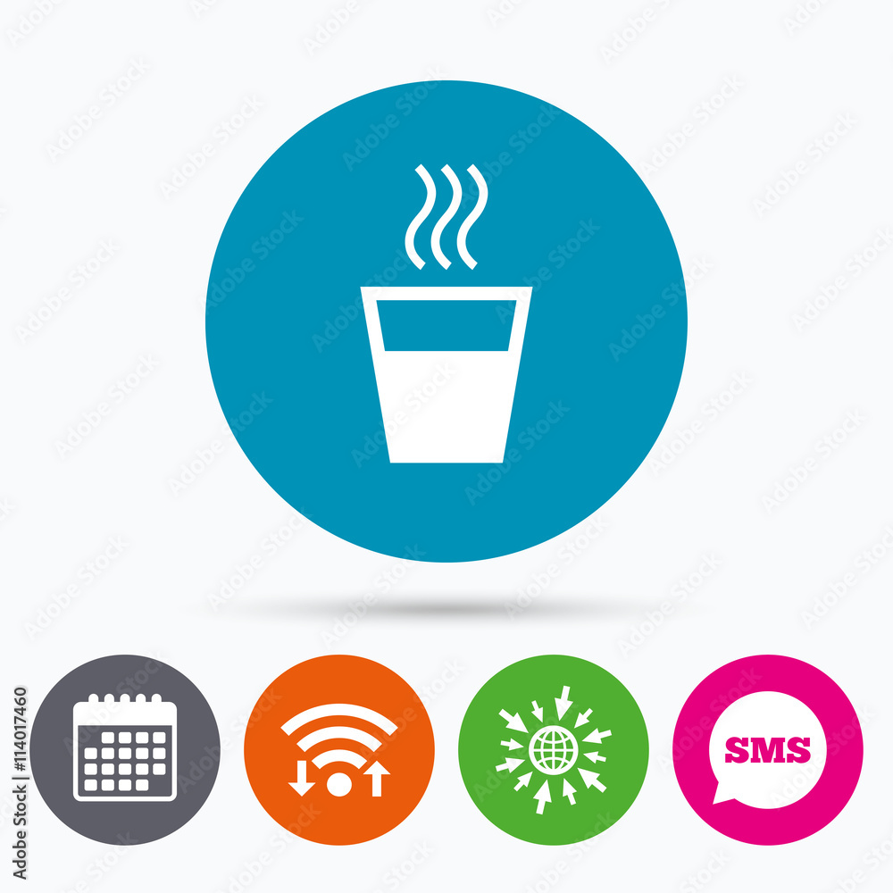 Hot water sign icon. Hot drink symbol. Hot water sign icon. Hot drink symbol.