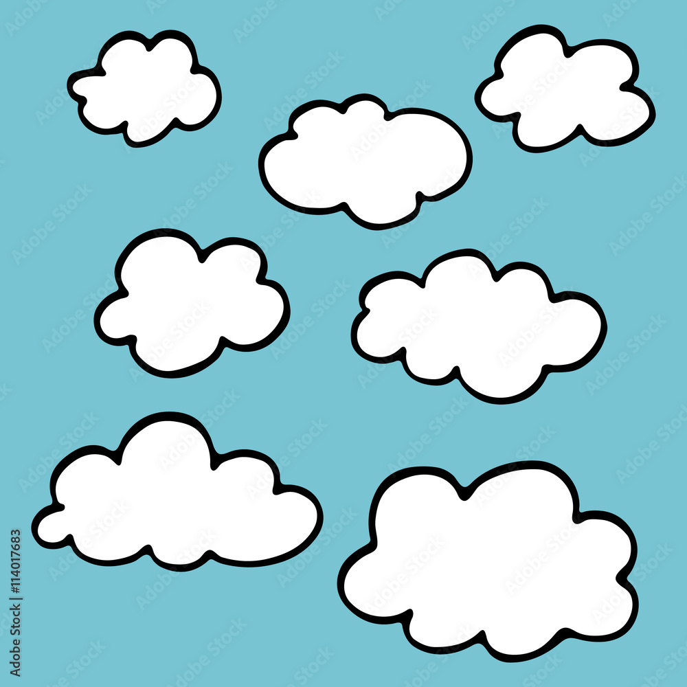 Clouds seamless set hand-drawn illustration
