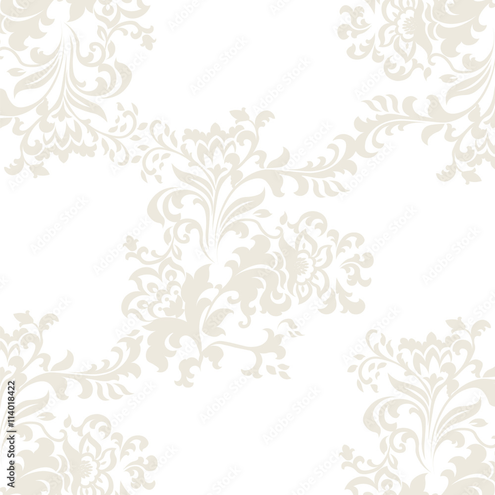 Vector floral baroque ornament pattern element. Elegant luxury texture for textile, fabrics or wallpapers backgrounds. Beige color