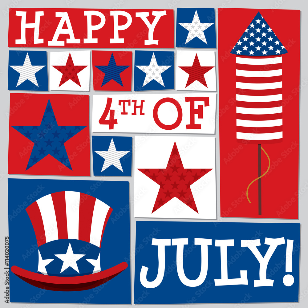 Funky square Independence Day card in vector format. Funky square Independence Day card in vector format.