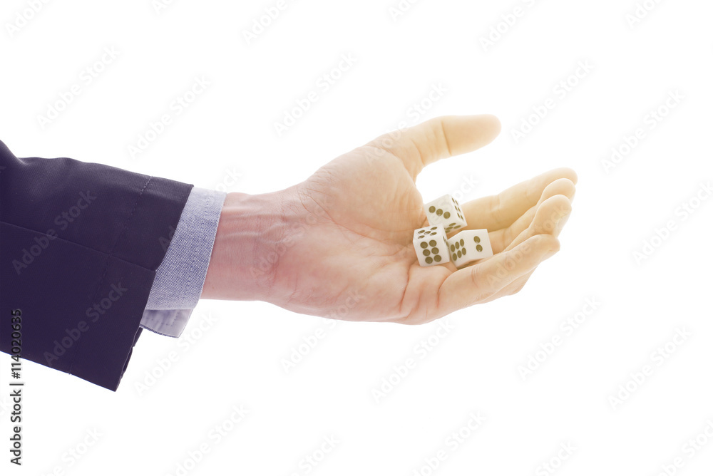 Fototapeta premium Businessman hand with dice