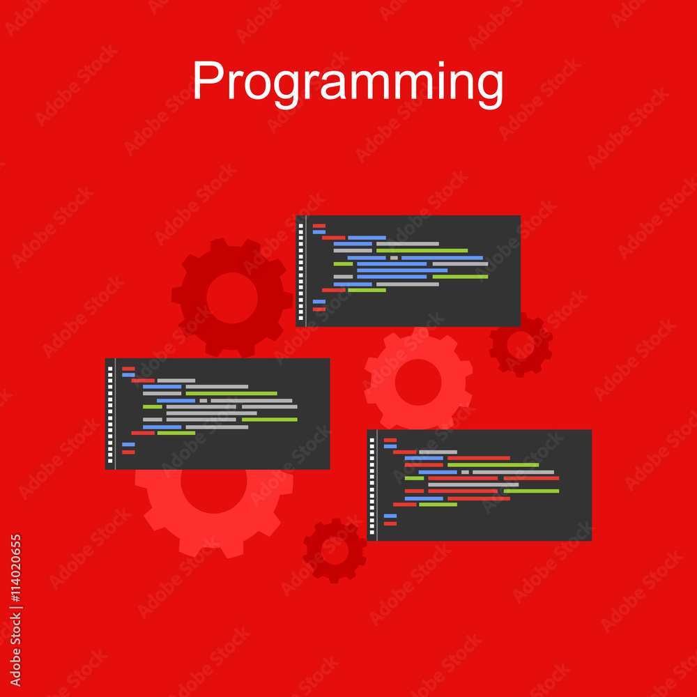 Programming illustration. Flat design. Banner illustration of ...