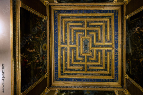 Canvastavla Ceiling of a room in the Mantua's Ducal Palace in Mantua, Italy