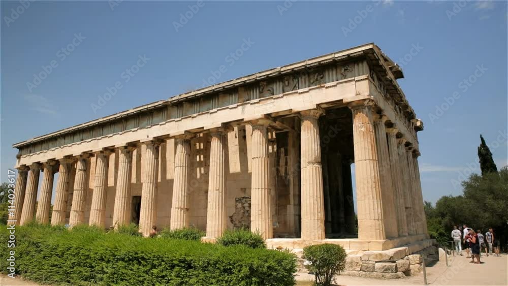 A wide shot of the Temple of Hephaestus in Ancient Agora of Athens, Greece A wide shot of the Temple of Hephaestus in Ancient Agora of Athens, Greece