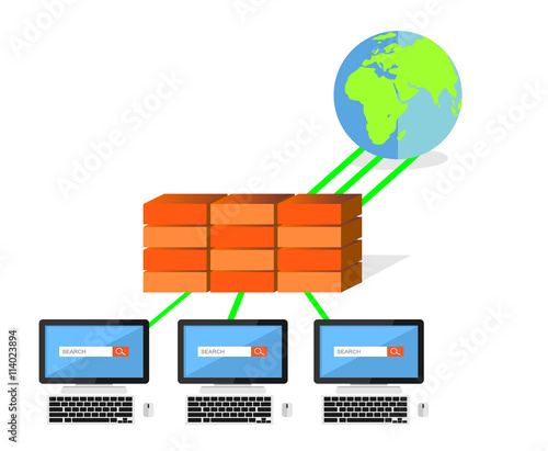 Network security firewall concept. IT background.
