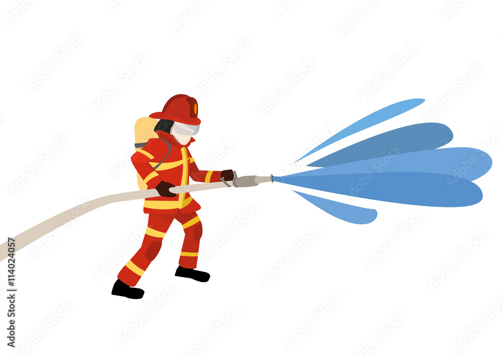 vector illustration of firefighter extinguishes a fire Stock Vector ...