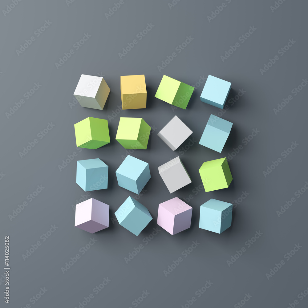 Polygon cube background. Flat lay, top view. 3D image Polygon cube background. Flat lay, top view. 3D image
