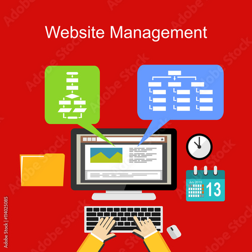 Website management illustration concept. Flat design.
