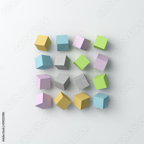 Polygon cube background. Flat lay, top view. 3D image