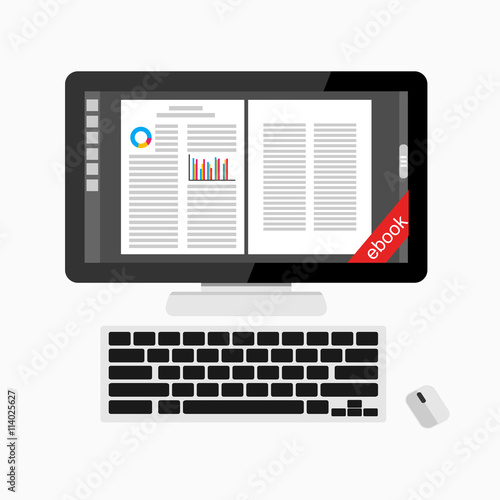 Studying concept. Reading e-book. Tutorial.
