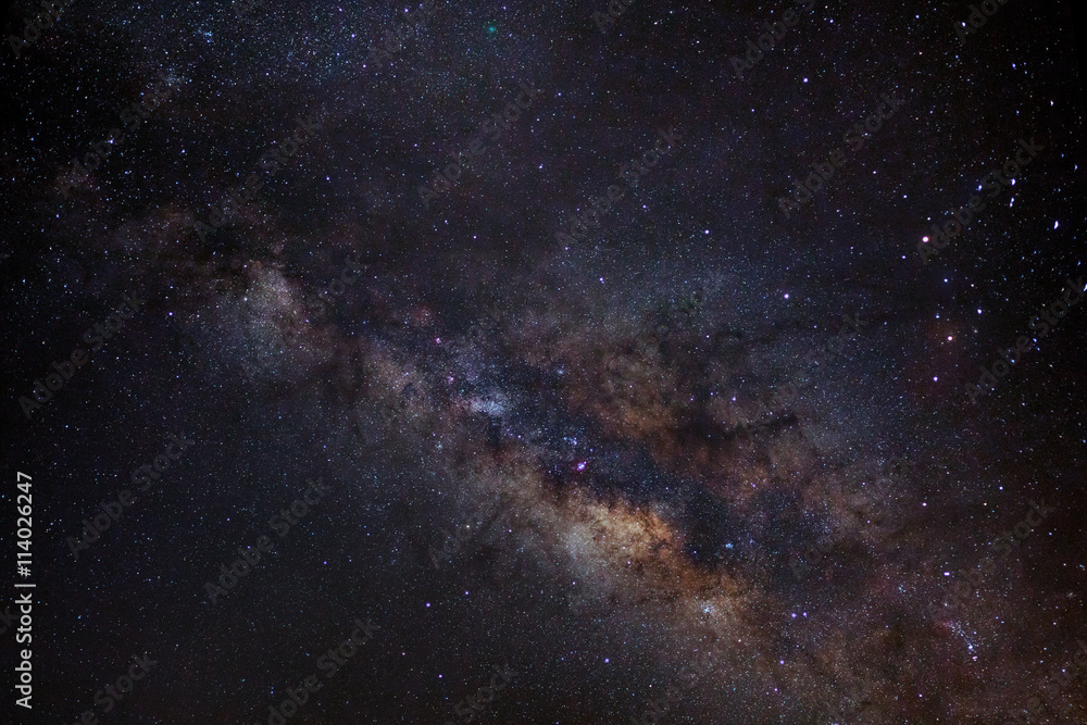 milky way galaxy on a night sky, Long exposure photograph, with