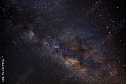 milky way galaxy on a night sky  Long exposure photograph  with