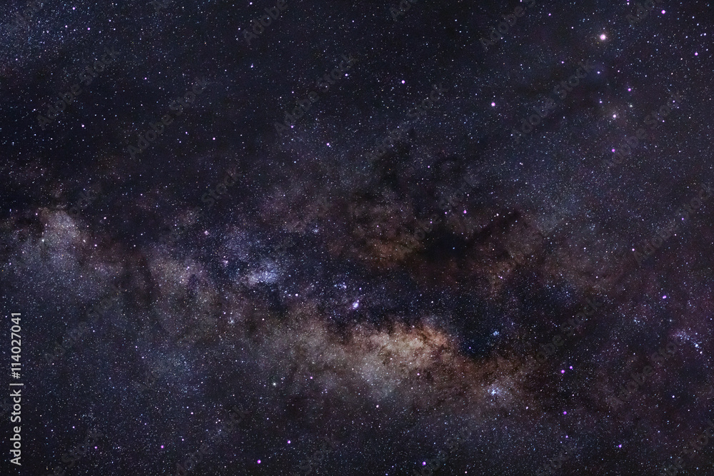 Close-up of Milky Way Galaxy,Long exposure photograph, with grai