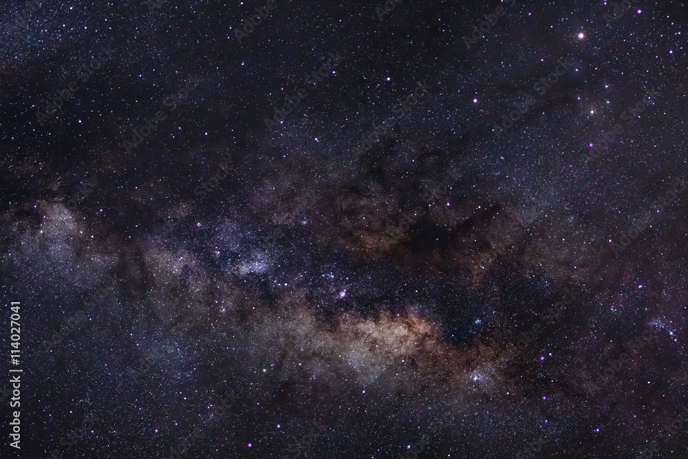 Fototapeta premium Close-up of Milky Way Galaxy,Long exposure photograph, with grai