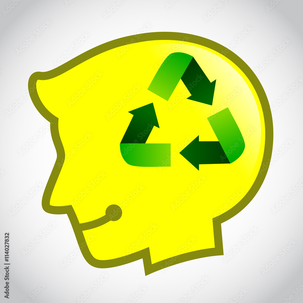 Silhouette of Human Head With Recycle Symbol Silhouette of Human Head With Recycle Symbol